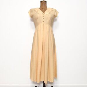 Vintage Nina Piccalino Pale Yellow Dress with Peter Pan Collar 80s does 40s